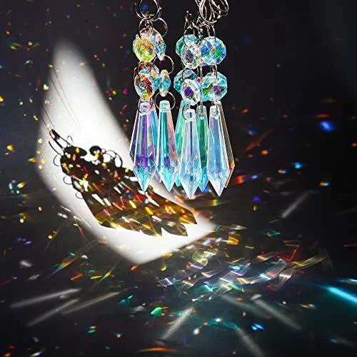 25pcs 55mm Suncatcher Crystal Icicle Chandelier Prisms 55mm,Round buckle