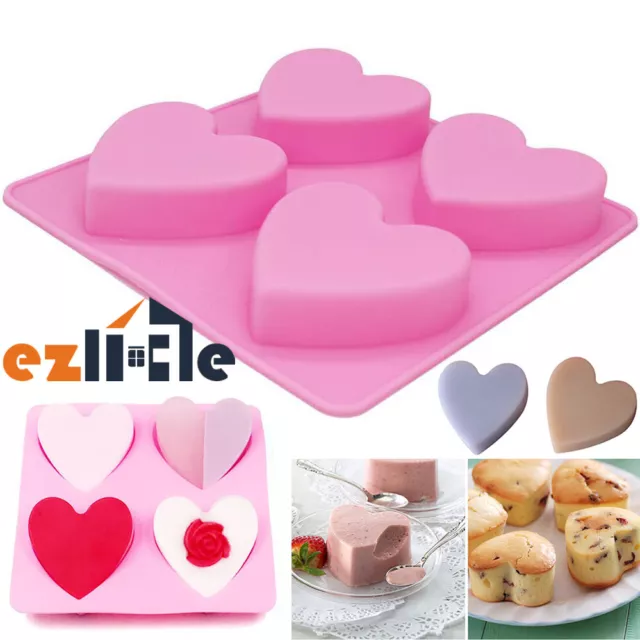 Cute Heart Silicone Mold Soap Cake Decor Chocolate Baking Fondant Ice Mould Tool