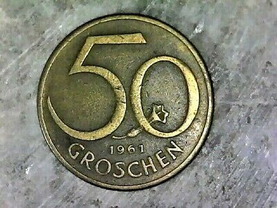 1961 Austria 50 Groschen--Aluminum Bronze Composition Coin  Km#2885