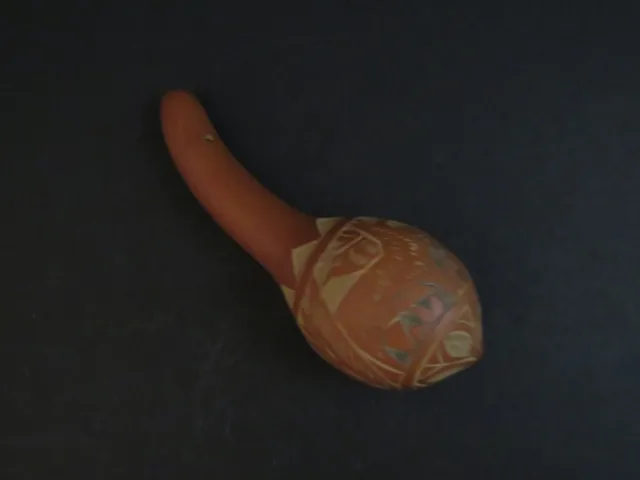 Vintage Hand-Carved Small Gourd Shaker/ Maraca. Primative