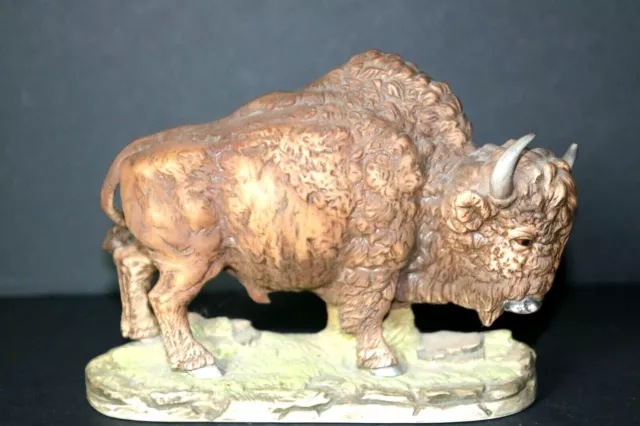 Porcelain Buffalo statue by Andrea by Sadek #5955 Made in Japan Bison Figurine