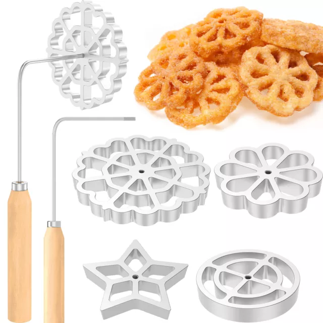 4X Bunuelos Molds Aluminum Alloy Bunuelos Cookie Maker Mold Handle RosetteЮMaker