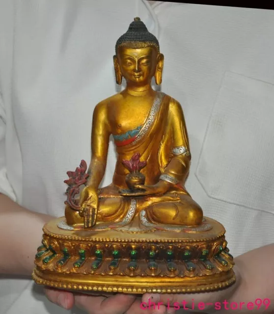8" Tibet Buddhism bronze Gilt Shakyamuni Sakyamuni Shakya Mani Buddha statue