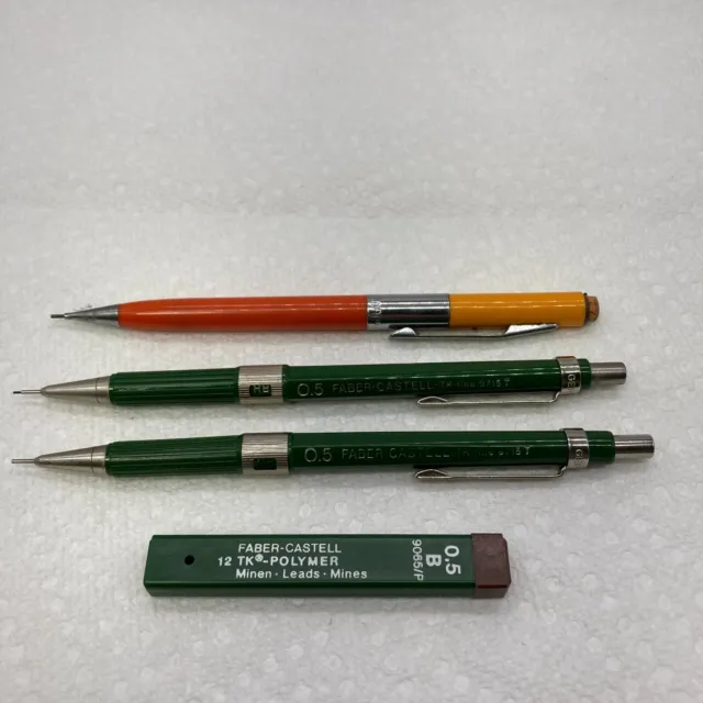 Two Faber-Castell TK-FINE 9715 T mechanical pencil 0.5 mm Germany & One Scripto