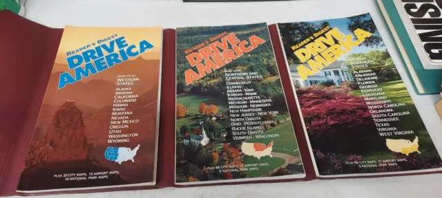 Reader's Digest DRIVE AMERICA Road Atlas 1996 3-Volume Set Vinyl Case 50 States