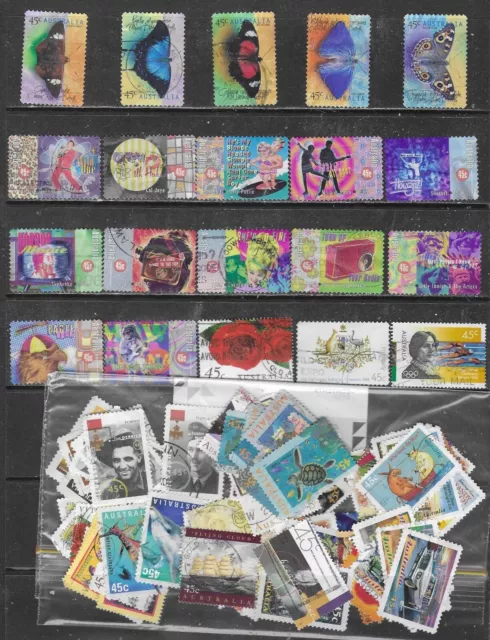 1995 To 1999 100 Australian Stamps All Different  Used