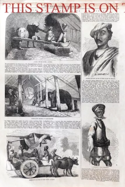 'Sketches of Native Life in INDIA' : Original 1858 Victorian Print E14/A