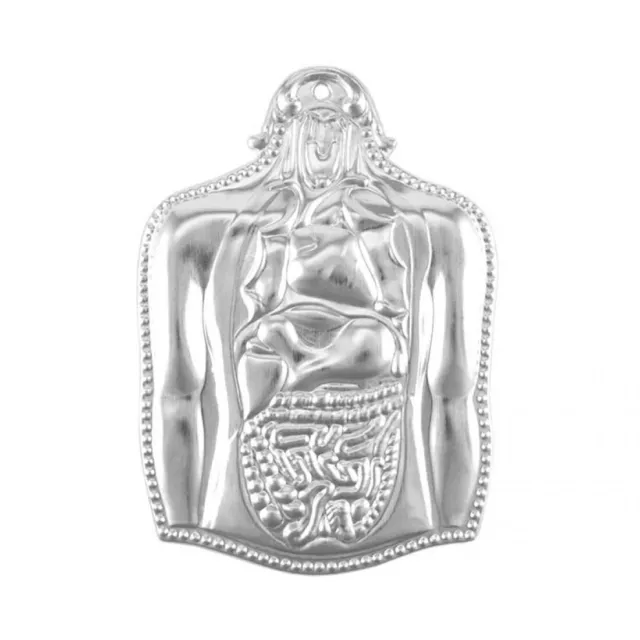 Ex voto realizzato in metallo argentato raffigurante lo stomaco. Made in Italy