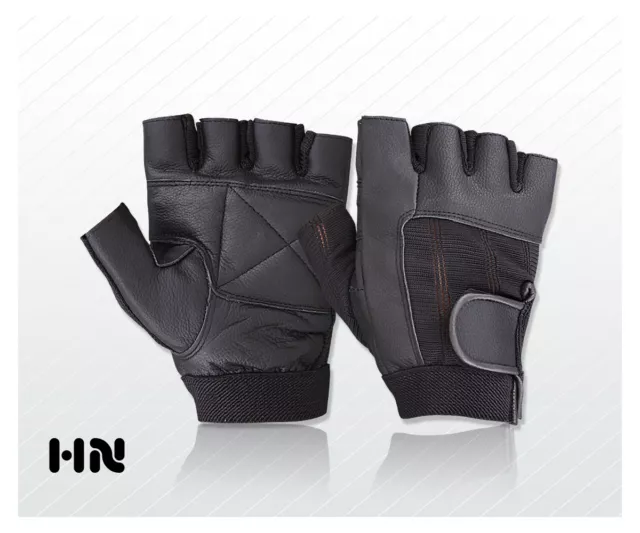 Weight Lifting Padded Leather Gloves Fitness Training Body Building Gym Sports