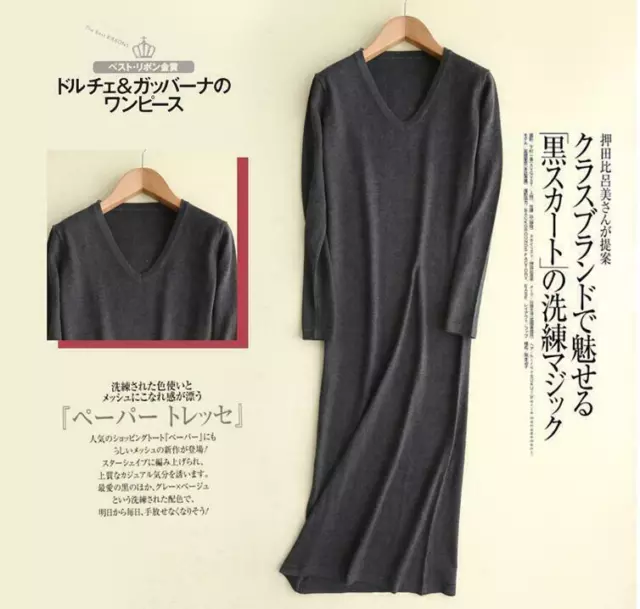 V Neck Long Cashmere Sweater Dress Women Autumn Winter Elegant Office Pullover