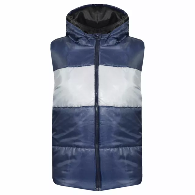 Contrasto Pannello Gilet Navy Ragazze senza Maniche con Cappuccio Giacche 5-13