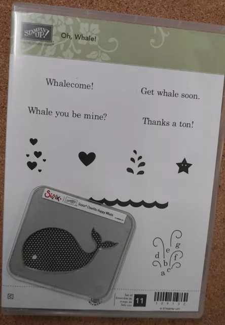 Stampin' Up! Oh, Whale! Stamp Set & Rare Happy Whale Sizzix Clearlits Craft Die