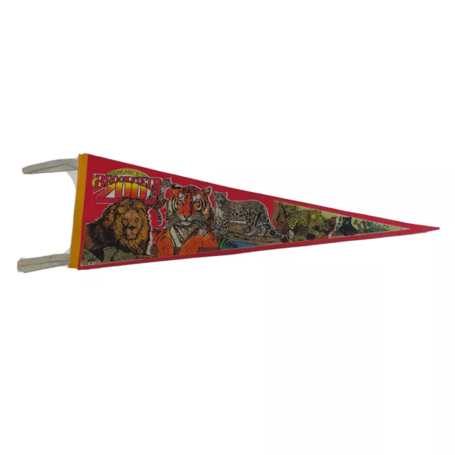 Vintage Chicago’s Brookfield Zoo Chicago Illinois Felt Pennant 30” Lion Tiger
