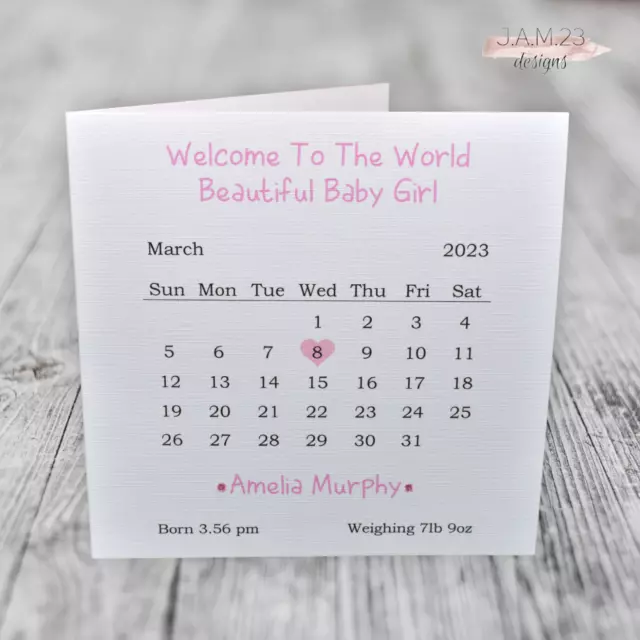 Personalised New Baby Card Girl or Boy Birth Congratulations