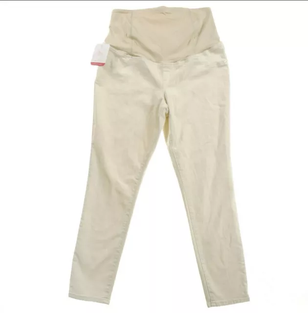 Ingrid & Isabel Maternity Skinny Jeans Demin Pants Cream Khaki XL 14 NWT