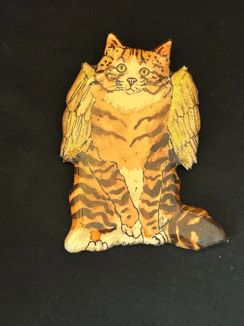 Vintage Bonnie Moreno Angel Kitty Cat Laura IV Whiskers MB Design Brooch Pin
