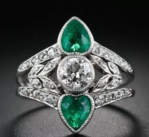 3.33 Carat Round Cut Lab-Created Diamond Victorian 1930's Vintage Art Deco Ring