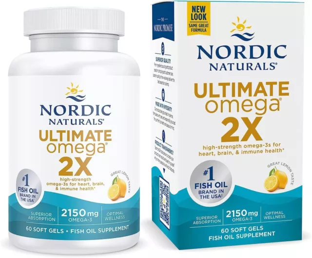 NORDIC NATURALS Ultimate Omega 2X 2150mg EPA/DHA Fish Oil - 60 Soft Gels Lemon 2