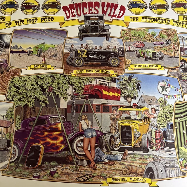 Robt EL Williams Vintage Lithograph “Dueces Wild” 1932 Ford Drags Racing 34”x22” Robt EL Williams Vintage Lithograph “Dueces Wild” 1932 Ford Drags Racing 34”x22”