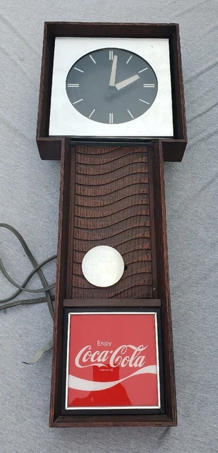 Vintage Mid Century Coca Cola Light Up Advertising Electric Motion Clock Works