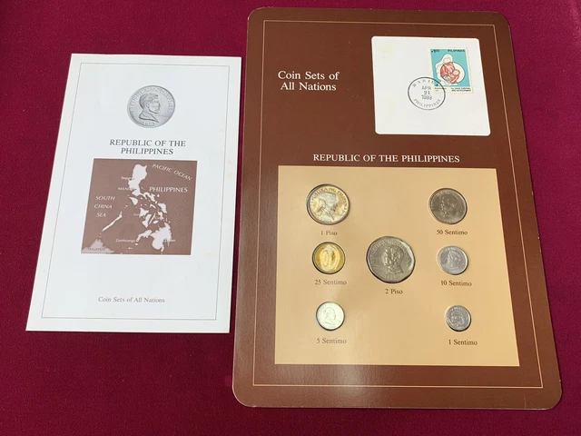 Coin Sets of All Nations, 1985-1988 Republic of The Philippines 7pc w/ Stamp