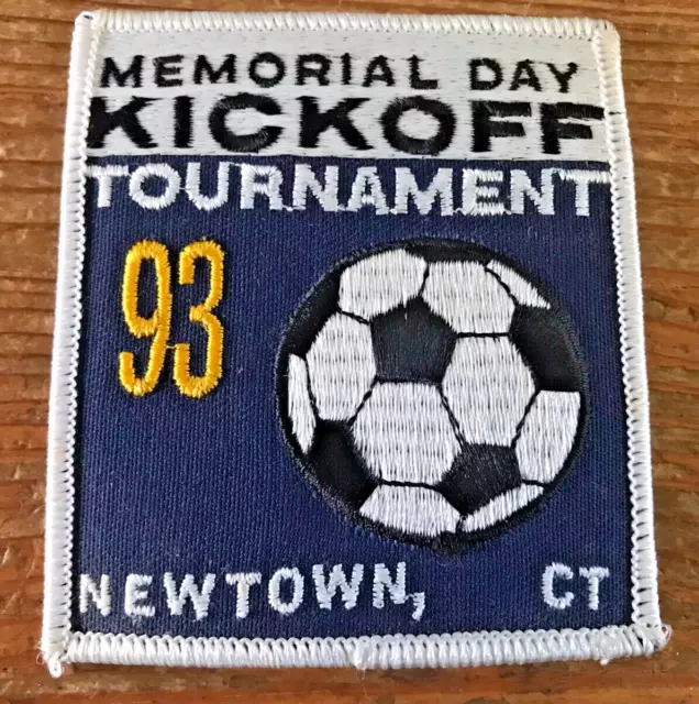 Vintage NEWTOWN, CT Memorial Day Kickoff Tournament Patch - 1993 youth soccer