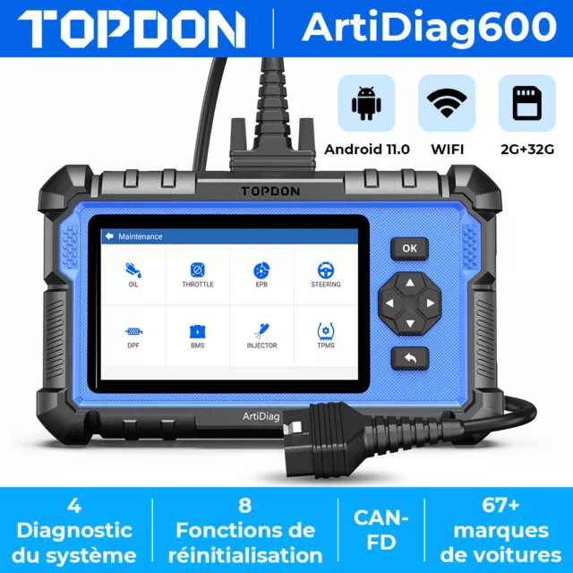 TOPDON AD600 OBD2 outil de Diagnostic de Voiture Scanner 4 Système 8 Fonction
