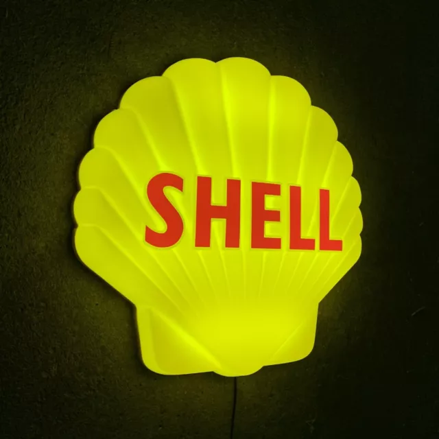 Shell 3D Geprägt Clam Led-Licht Verpackung Werbe Schild Garage Benzin Automobil 3