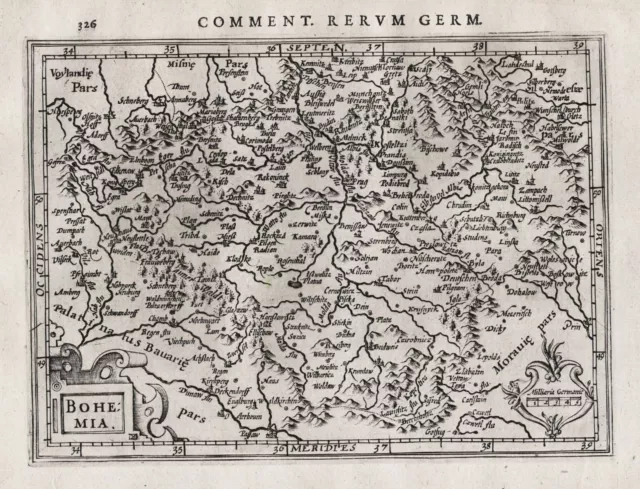 Bohemia Böhmen Cechy Cesko Czech Praha Prague Karte map Bertius 1616