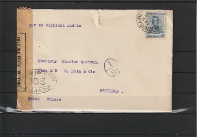 Argentinien Brief Buenos Aires nach Berthoud/Schweiz, Zensur 1919 #1100496