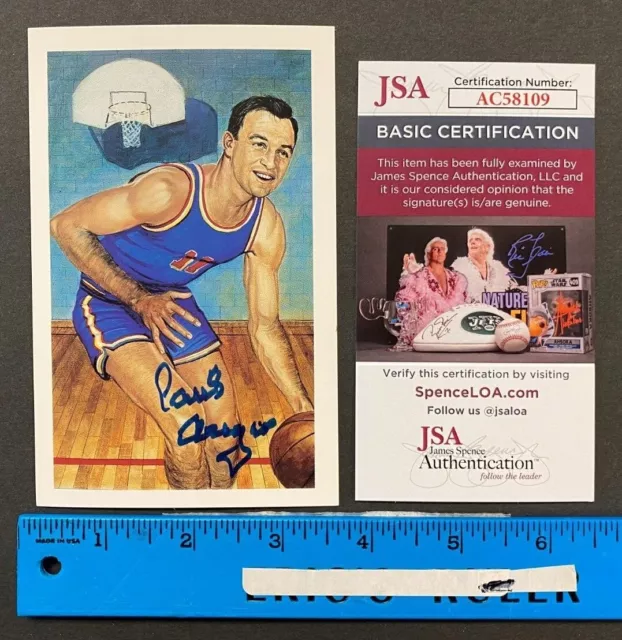 Hand Signed Nba Hall Of Fame Post Card Paul Arizin W/Jsa Coa #00717/10000 81322A