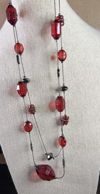 Apt 9 Fashion Jewelry Long Red Bead Necklace NWT 42” 2