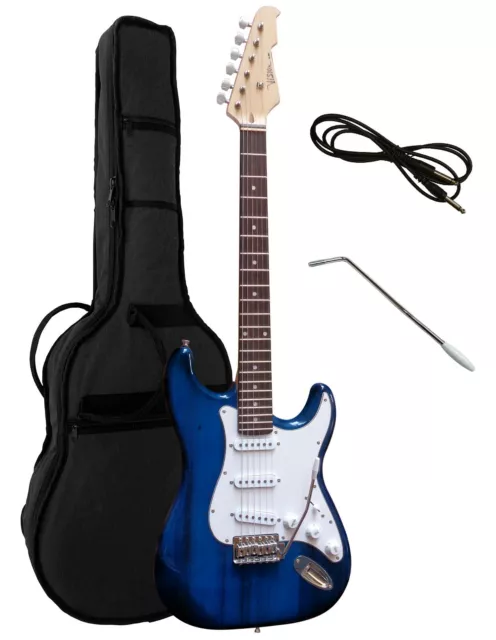 Elektrogitarre E Gitarre Dunkelblau Transparent Tasche Tremolo - 3 Singlecoil