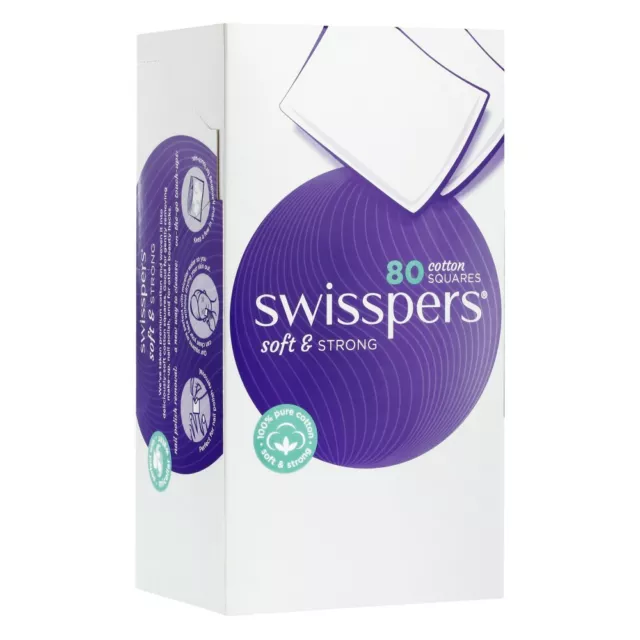 Swisspers Cosmetic Squares 80 Pack Soft & Strong Make-Up Pads