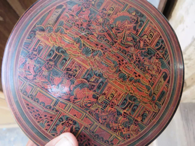 Antique Lacquer Betel Nut Burmese Cinnabar Box Early (Kun-It)- 3.2" x 6.0" dia. 8