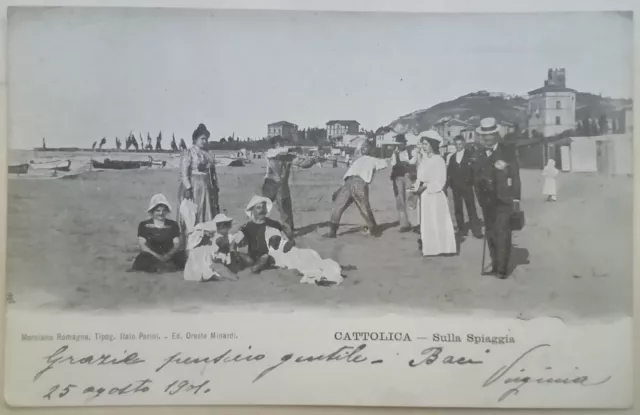 Cartolina Cattolica Spiaggia Mare Animata Rimini Emilia Paesaggistica