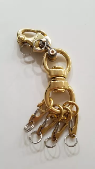 Bronze EDC Shackle Carabiner, Keychain, Key Ring with Large Brass Double Swivel