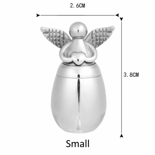 Silver Angel Wings Keepsake Ashes Urn Cremation Ashes Memorial Stainless Steel .