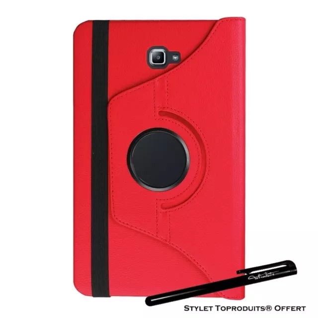 Housse Etui Rouge pour Samsung Galaxy Tab A 10.1 SM T580 Support Rotatif 360°