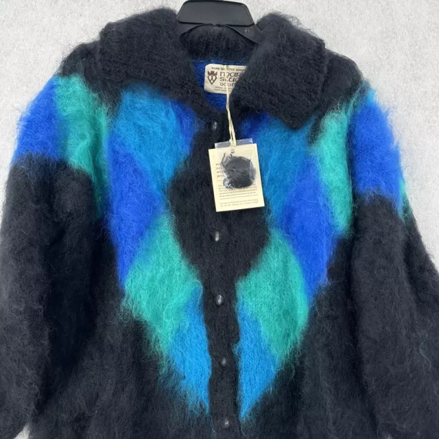 NWT HAND KNITTED Mohair Made in Scotland Cardigan Sweater Shaggy Warm ...