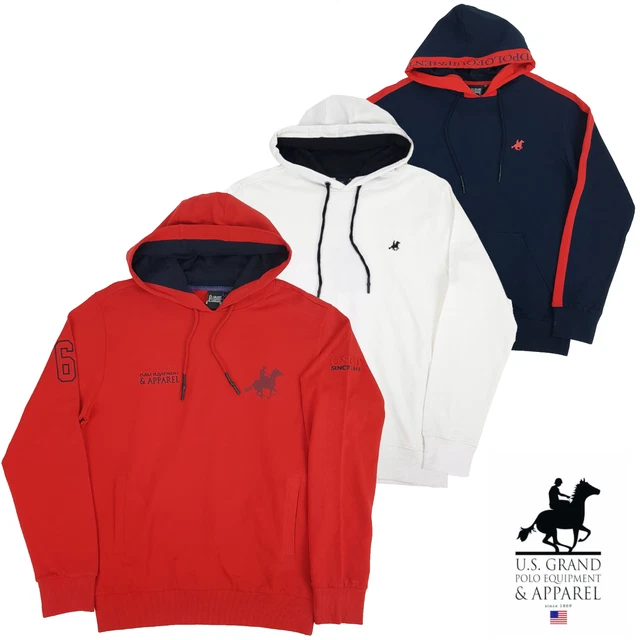 Felpa da Uomo Chiusa Con Cappuccio Sportiva Cotone Garzato Leggero Blu Bianca