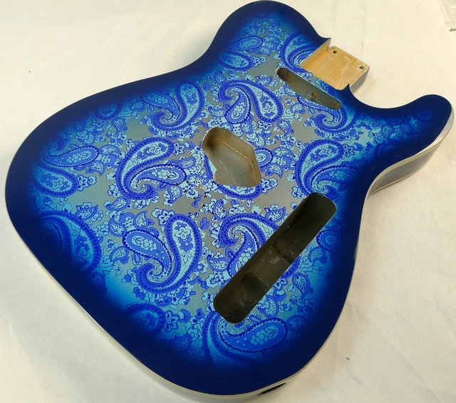 Tele Guitar Body 3pcs North American Alder Paislay Silver/Blue Binding ≦2.2Kg