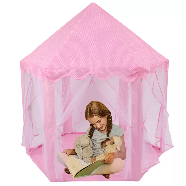 Pink Princess Castle Play Tent Kids Girls Playhouse fr Indoor/Outdoor Game House