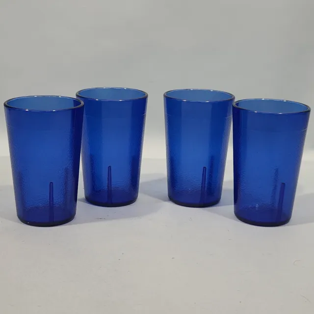 4 Carlisle 5501 Blue 5oz Plastic Tumbler Stackable Small Juice Glass Diner Style
