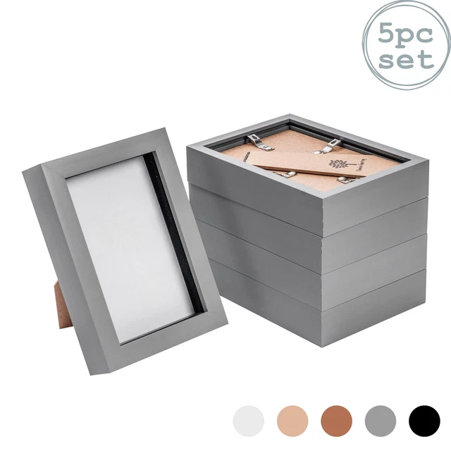 5x 3D Box Photo Frames Standing Hanging Craft Shadow Picture Frame 4 x 6" Grey