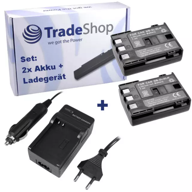 Set: 2x Akku 1000mAh + Ladegerät für Canon MVX20 MVX25 FVM30 MVX250 FV500 MV790