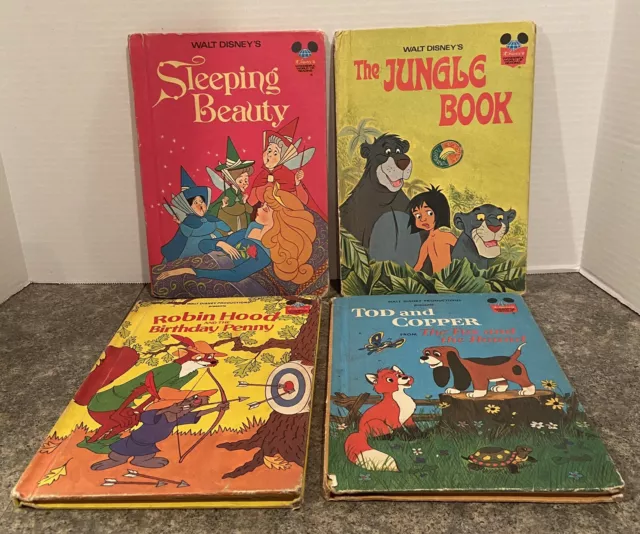Walt Disney's Bookclub Hardcover Book (1974) Lot Of Four Sleeping Beauty & More