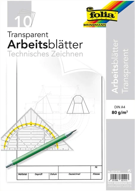 FOLIA 8214/10 - Blocco di carta da disegno con fogli di lavoro per