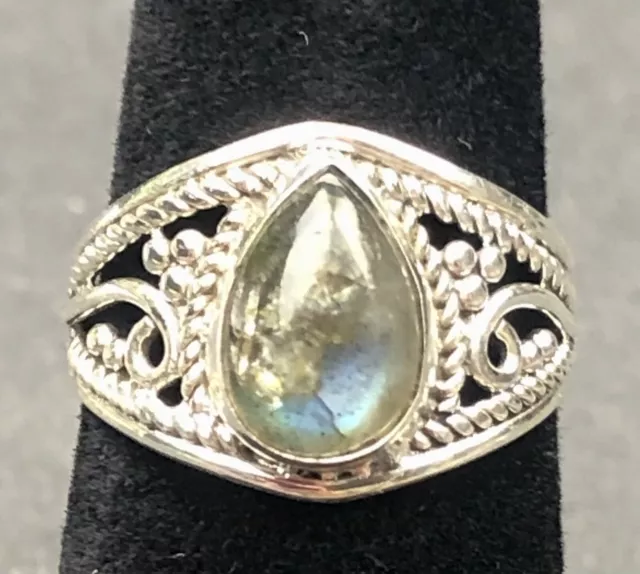 Moonstone and 925 Sterling Silver Artisan Crafted Women’s Size 5.5 Ring