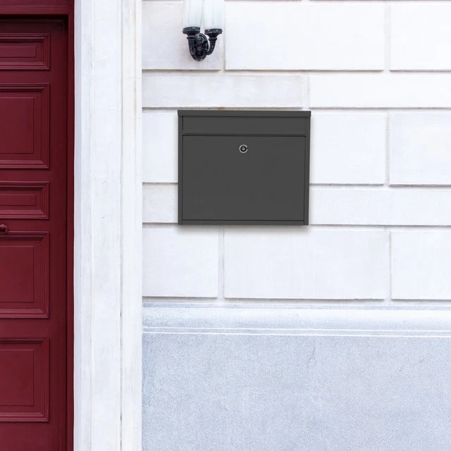 Buzón de correo negro montado en pared diseño clásico simple buzón con solapa